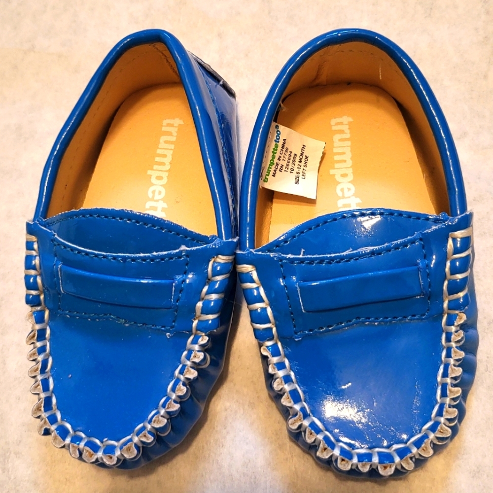 Shiny blue loafers